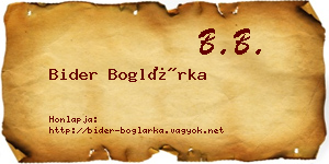 Bider Boglárka névjegykártya